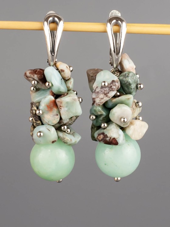 Серьги из амазонита "Мелодия" 03-1539