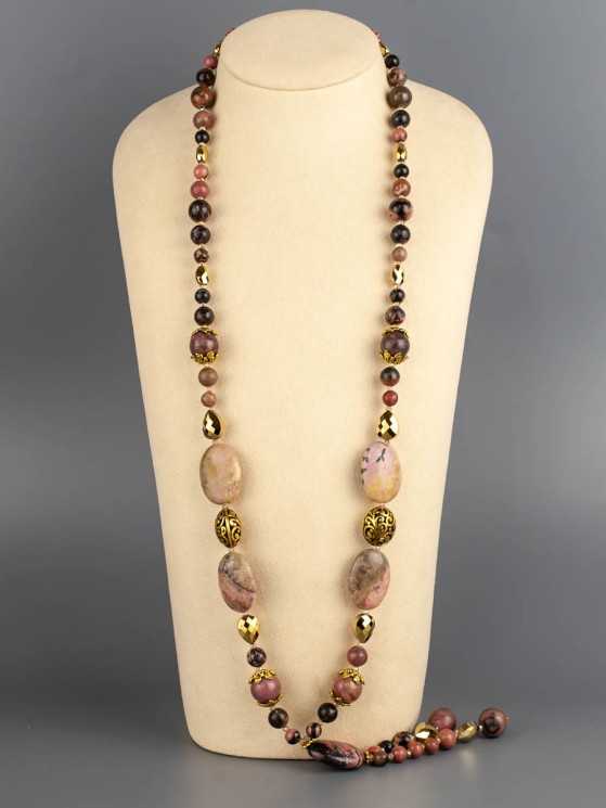 Бусы из родонита "Заветное желание" 10-121