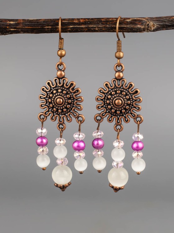 Серьги из кошачьего глаза "Восток" 03-1727