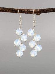 Серьги "Ёлочка" лунный камень с8327