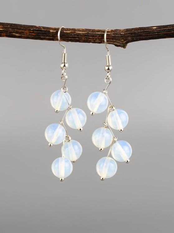 Серьги "Ёлочка" лунный камень с8327