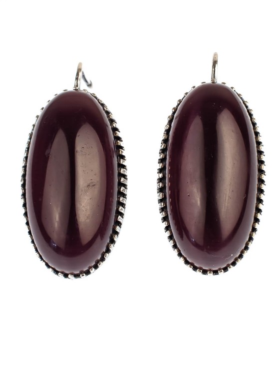 Серьги из кошачьего глаза "Виолетта" сг-064-КГФ