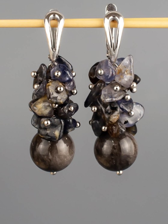Серьги из иолита "Мелодия" 03-1540