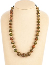 Бусы из унакита «Восторг» 01-693