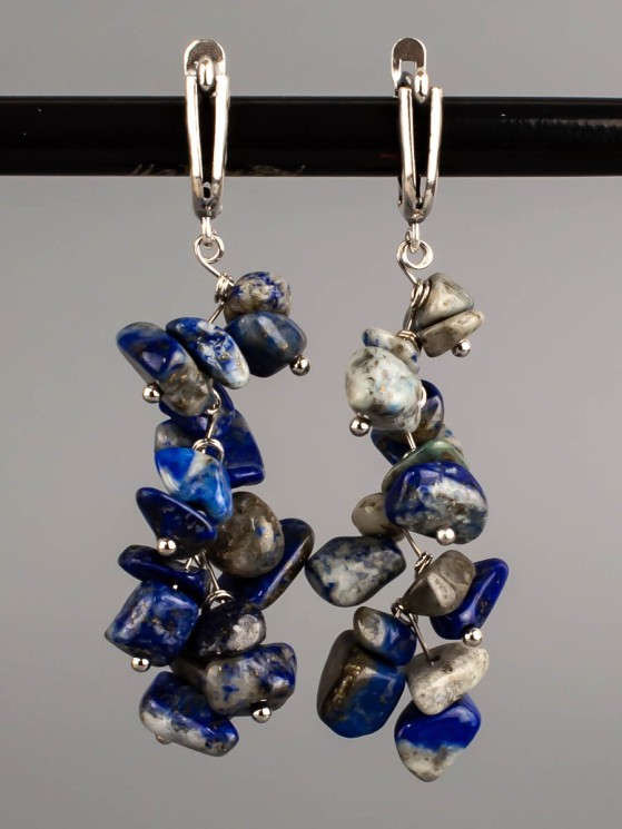 Серьги из лазурита "Веточка" 03-1492