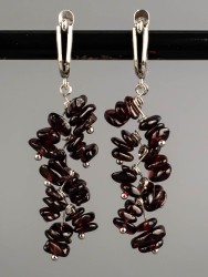 Серьги из граната "Веточка" 03-1493