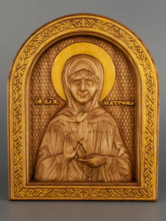 Икона Блаженная Матрона резная из дерева 51-005