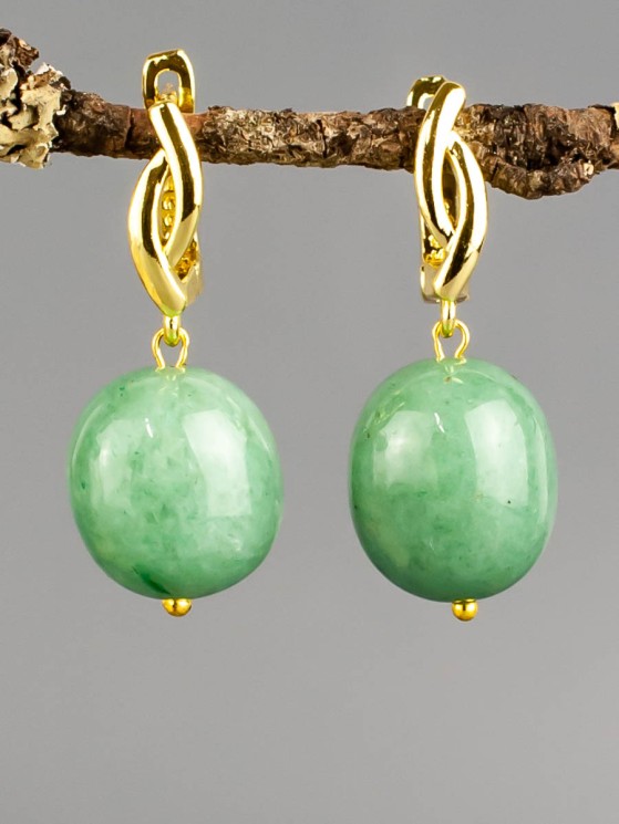 Серьги из нефрита "Настроение" 03-1498