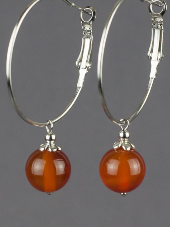 Серьги "Самба 2" сердолик, арт. с8084