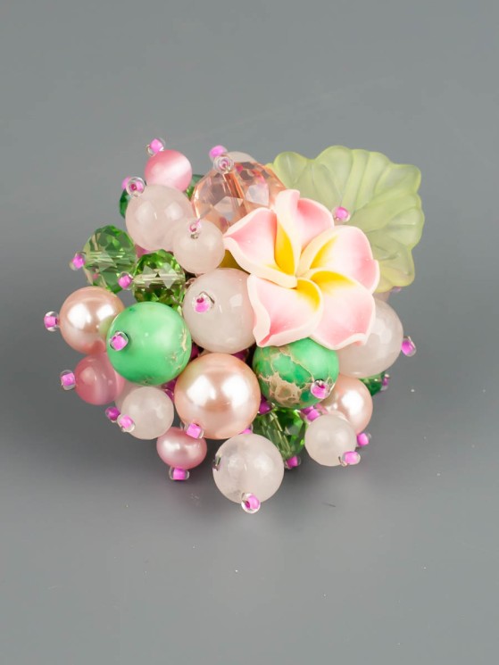 Брошь из розового кварца "Флоренсия" бшс-5131