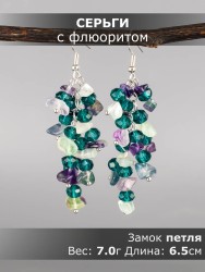 Серьги из флюорита "Глициния" 03-1758
