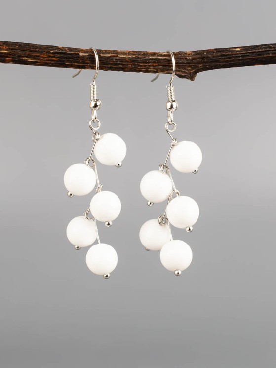 Серьги "Ёлочка" кахолонг с8331