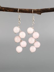 Серьги "Ёлочка" розовый кварц с8332