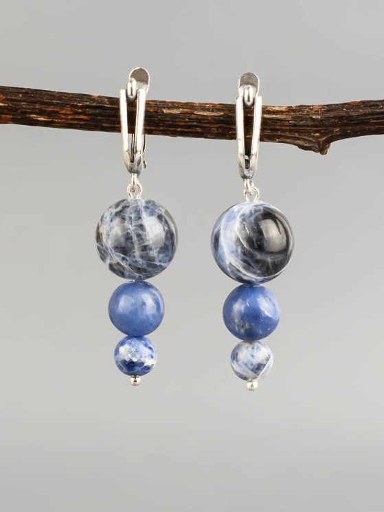 Серьги из содалита "Капель" с9806