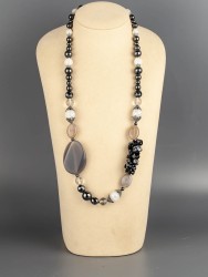 Бусы из агата "Сахарная вата" 10-234