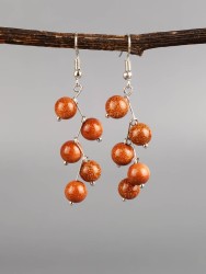 Серьги "Ёлочка" авантюрин с8334