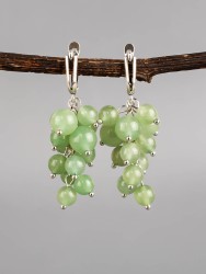 Серьги из нефрита "Гроздь" 03-781