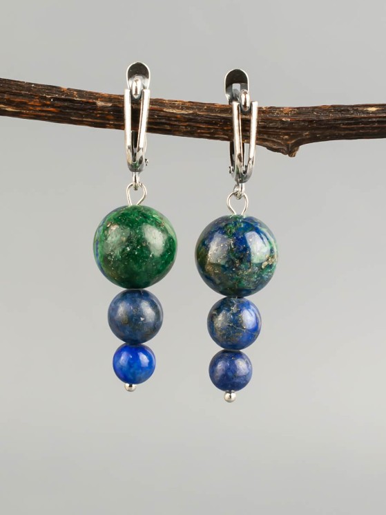 Серьги из азурмалахита "Капель" с9807