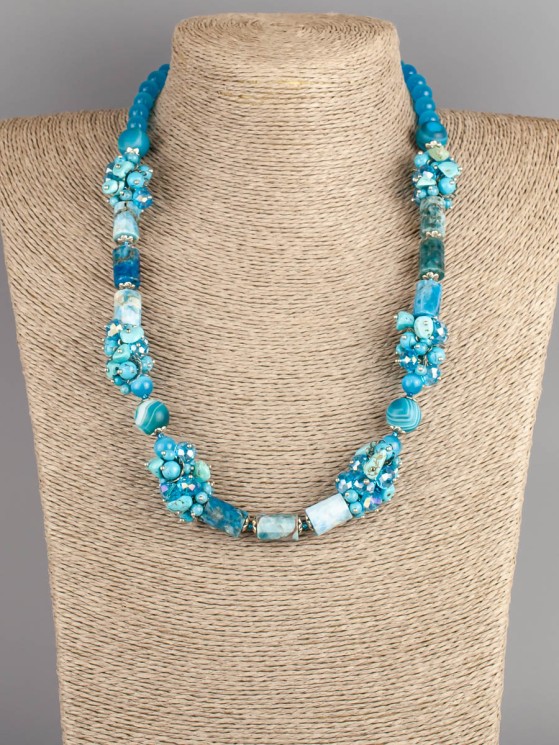 Бусы из апатита "Морской бриз" 10-012