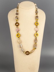 Бусы из агата "Сахарная вата" 10-238