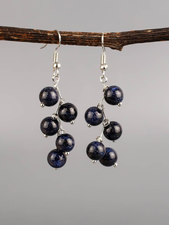 Серьги "Ёлочка" авантюрин с8335