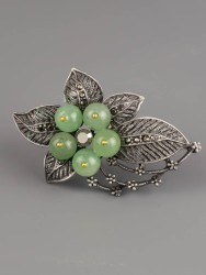 Брошь из нефрита "Веточка" бшс-5133