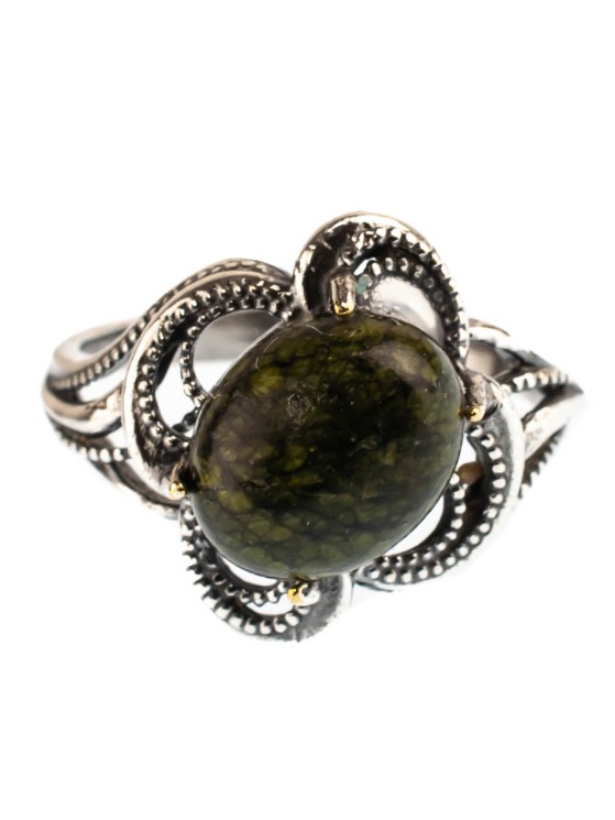 Кольцо из змеевика "Цветик" кг-031-ЗМ