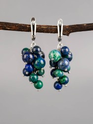 Серьги из азурмалахит "Гроздь" 03-783