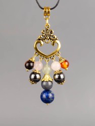 Кулон-оберег со шнурком  "7 камней - Рыбы" пд-1082