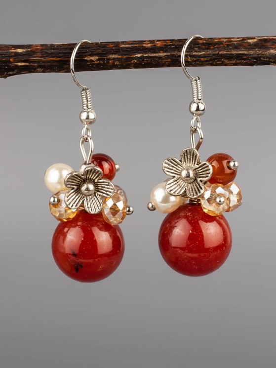 Серьги из сердолика "Восток" 03-1735