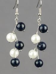 Серьги "Ёлочка" авантюрин, жемчуг "Майорка" с8336