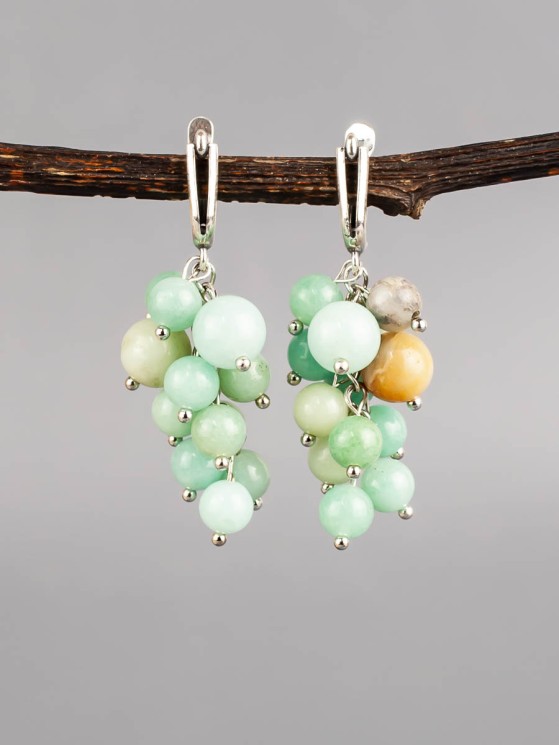 Серьги из амазонита "Гроздь" 03-784