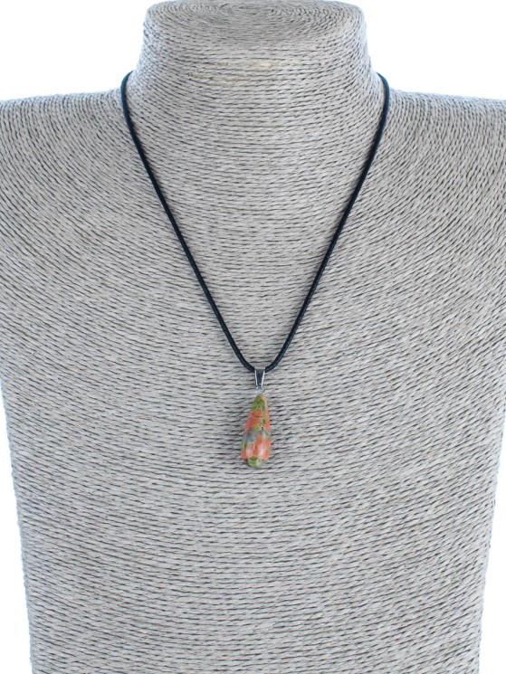 Кулон со шнурком из унакита "Адажио" пд-0987