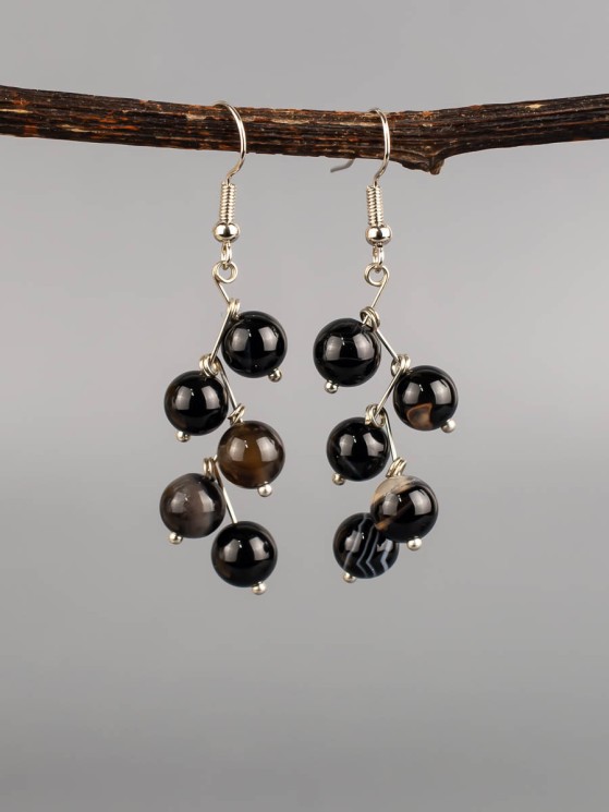 Серьги "Ёлочка" агат с8338