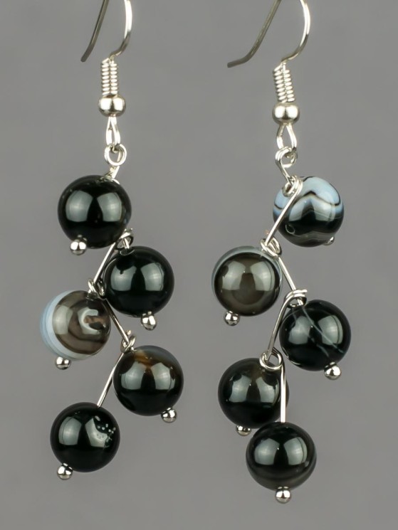 Серьги "Ёлочка" агат с8338