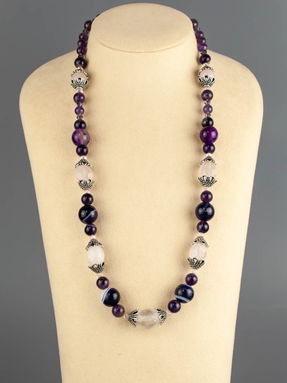 Бусы из агата "Лаванда" 10-140