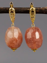 Серьги из клубничного кварца "Глэм-шик" 03-1543