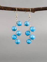 Серьги "Ёлочка" иск. бирюза с8339