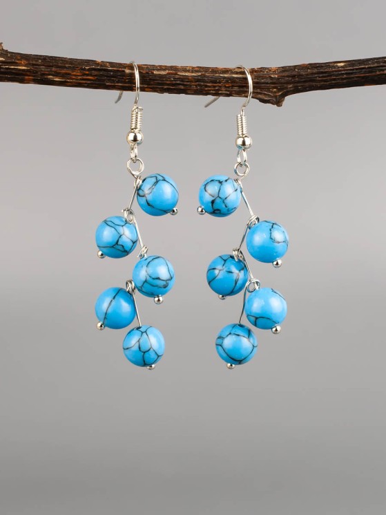 Серьги "Ёлочка" иск. бирюза с8339