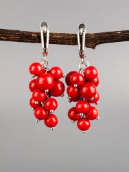 Серьги из им. коралла "Гроздь" 03-787