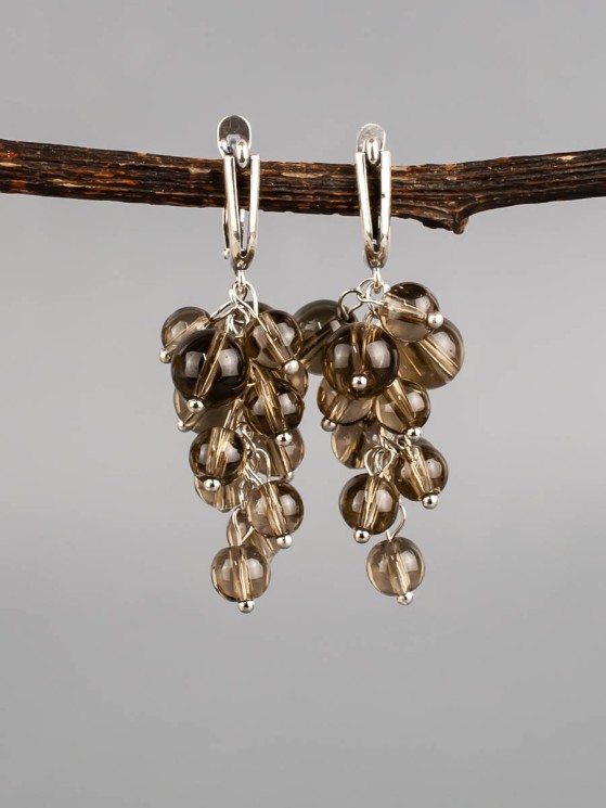 Серьги из раухтопаза "Гроздь" 03-788