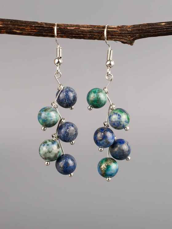 Серьги из азурмалахита "Ёлочка" с9826