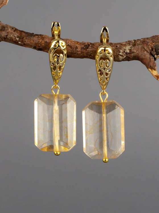 Серьги из цитрина "Нуара" 03-1334