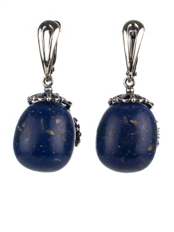 Серьги из лазурита "Вензель" сг-153-ЛЗ