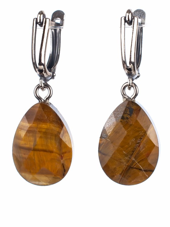 Серьги из тигрового глаза "Эвридика" 03-1155