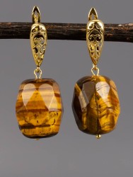 Серьги из тигрового глаза "Глэм-шик" 03-1546