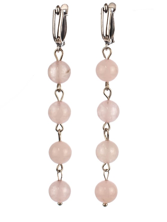 Серьги из розового кварца "Ручеёк" с9857