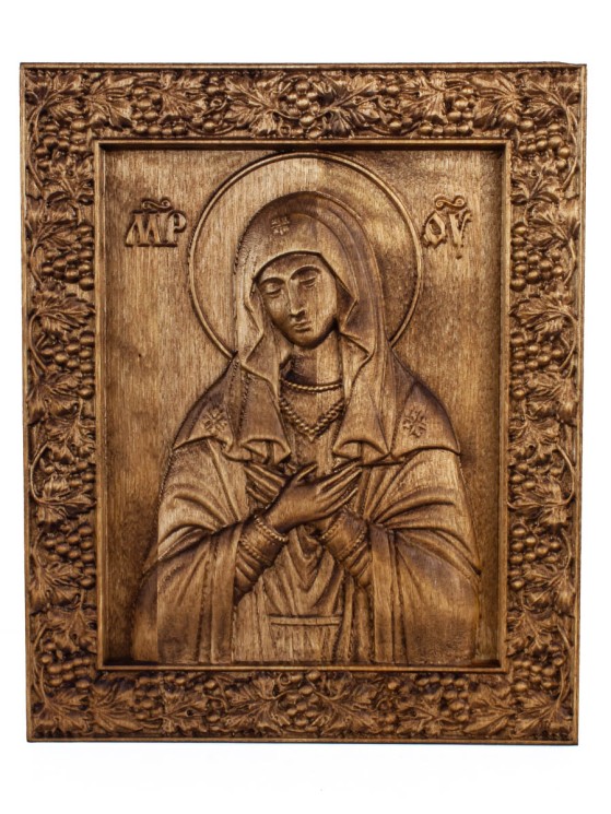 Икона Умиление Пресвятой Богородицы резная из дерева 51-015