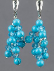 Серьги "Смородина" им. бирюзы, хрусталь нс-7877