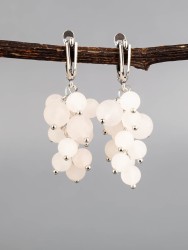 Серьги из матового розового кварца "Гроздь" 03-792